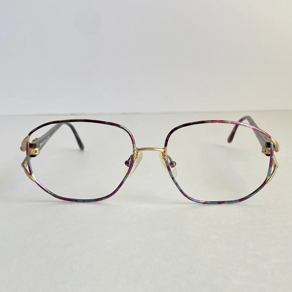 Vintage Christian Dior Eyeglasses Frames Purple Green Thin Glasses Retro 70s 80s